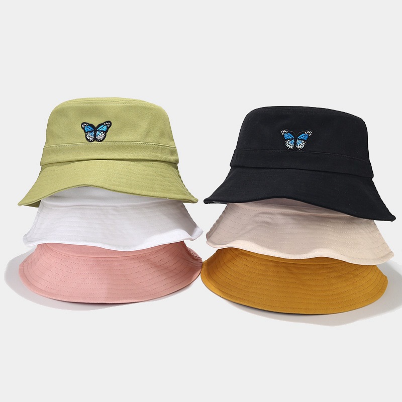 Women's Basic Commute Butterfly Embroidery Big Eaves Bucket Hat display picture 1