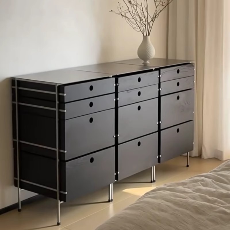 Cajón de roble nórdico, gabinete de comedor, gabinete de almacenamiento, cajón, gabinete multifuncional de acero inoxidable minimalista de madera maciza, simple y moderno