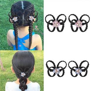 Original Children's Wig Braid Hair Butterfly Shape Antique Personality Flower Side Clip Pair Clip Hair Accessories for Baby Girls