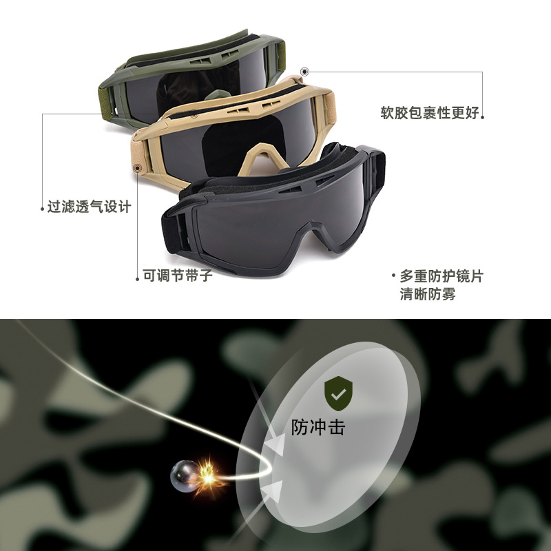 Juego de Gafas Tácticas de Protección, TPU, PC, Antivaho, A prueba de Balas, para Camping y Juegos CS image 5