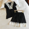 Black detachable breast pads, shorts, with short sleeve