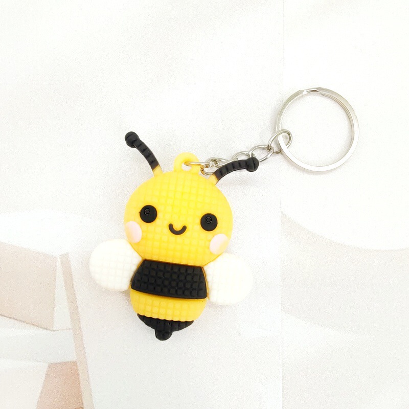 Cross-border Bee Doll Keychain Small Pendant Cartoon Pendant Soft Rubber Wool Small Bee Bag Pendant Small Gift