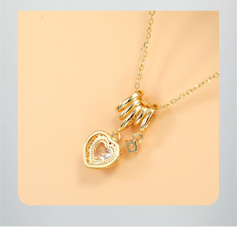 Collar elegante con corazón de circonita cadena para clavícula_voghion.com