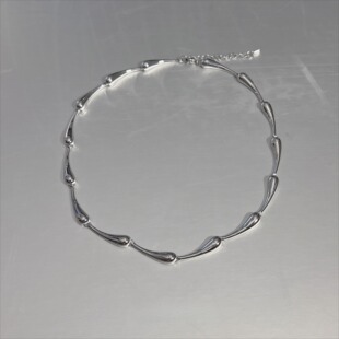 European and American Fashion Commuter Versatile Cool Style Bright Silver Water Ripple Water Drop Personalized Clavicle Chain Metal