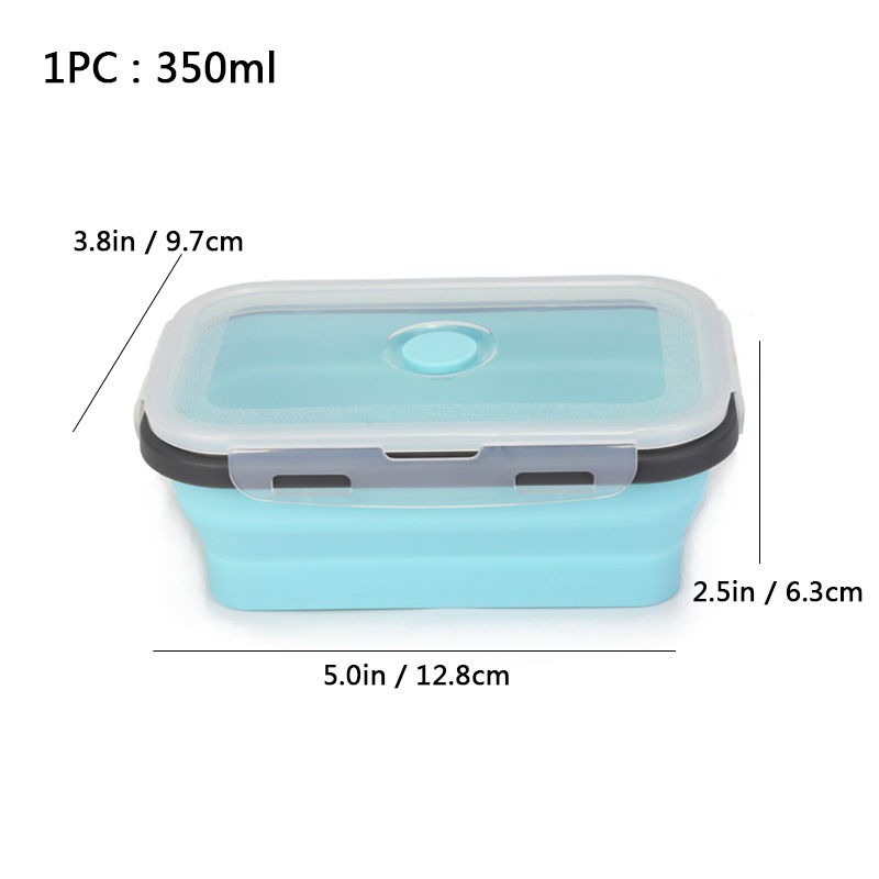 Caja de almuerzo de silicona al aire libre caja de almuerzo de silicona plegable refrigerador más nítido almuerzo portátil caja de almuerzo retráctil