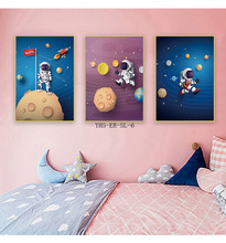 现代简约儿童房装饰画宇航员星空月球太空星球卧室床头背景墙壁画