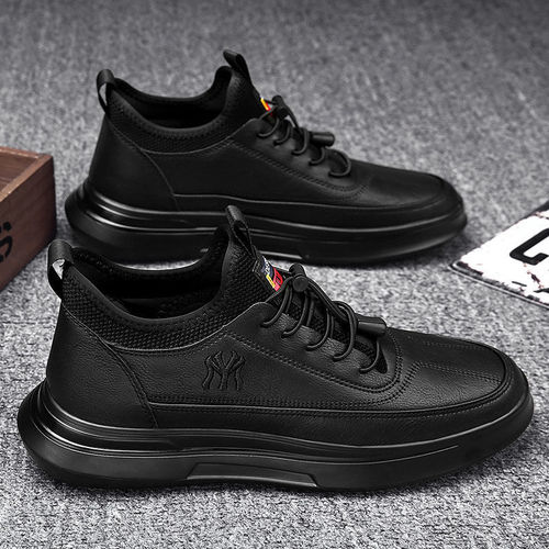 Leather breathable casual shoes 2024 spring and autumn new men's running shoes fashion Korean style trendy shoes men's shoes 