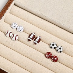 青島越境アクセサリー新型サッカー純銀針ピアスバスケットボールイヤリングバレーボール耳飾り小衆高級感卸売り