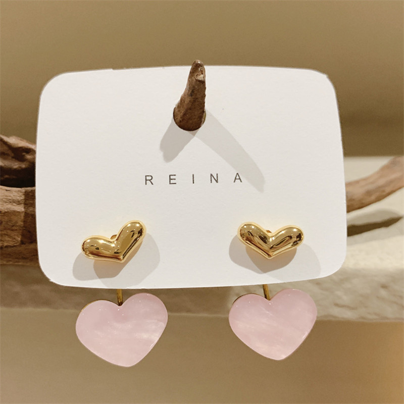 1 Pair Sweet Heart Shape Plating Copper Ear Studs display picture 4