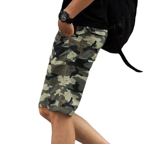 Summer camouflage cropped pants stretch camouflage pants men's work pants elastic waist trendy loose sports casual pants wholesale