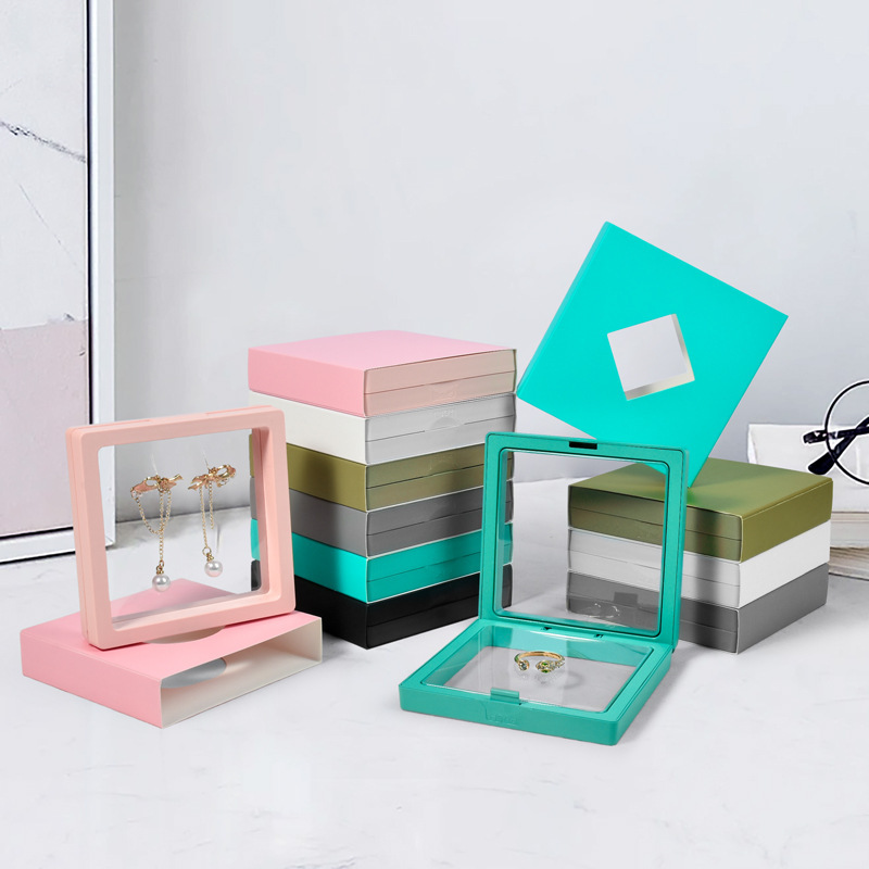 Transparent PE Film Matching Paper Box Jewelry Jewelry Box Ring Necklace Jewelry Box Drawer Type Paper Sleeve Suspension Outer Envelope