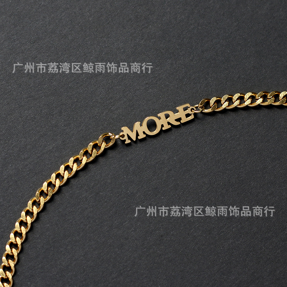 Xl067 OT Buckle Letters More Artificial Pearl Chain Chain Necklace Clavicle Chain Titanium Steel Gold Plated Color Retainingpicture6