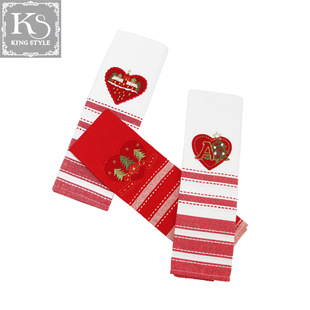 Cross-border wholesale trade for thick absorbent Christmas holiday embroidered cotton tea towel tea cloth wipe cup towel