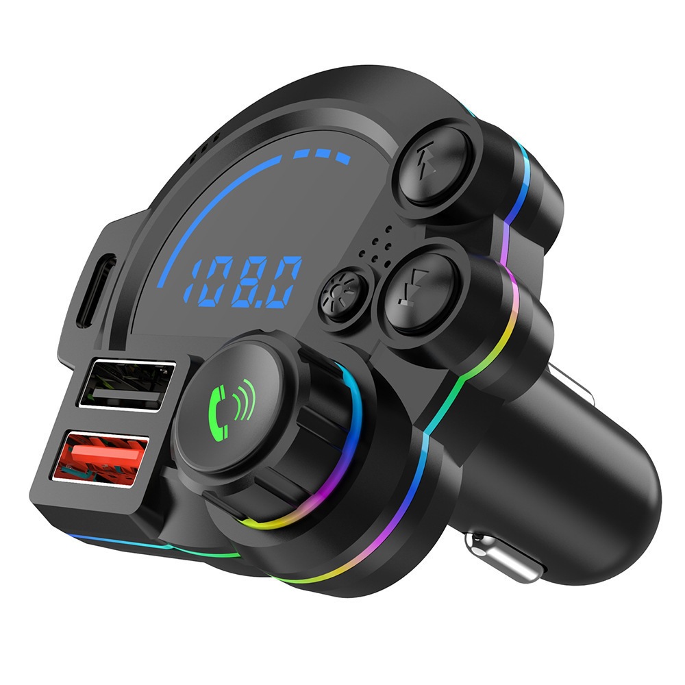 跨境P22车载蓝牙MP3免提通话新款汽车FM发射器QC3.0+PD20W双快充