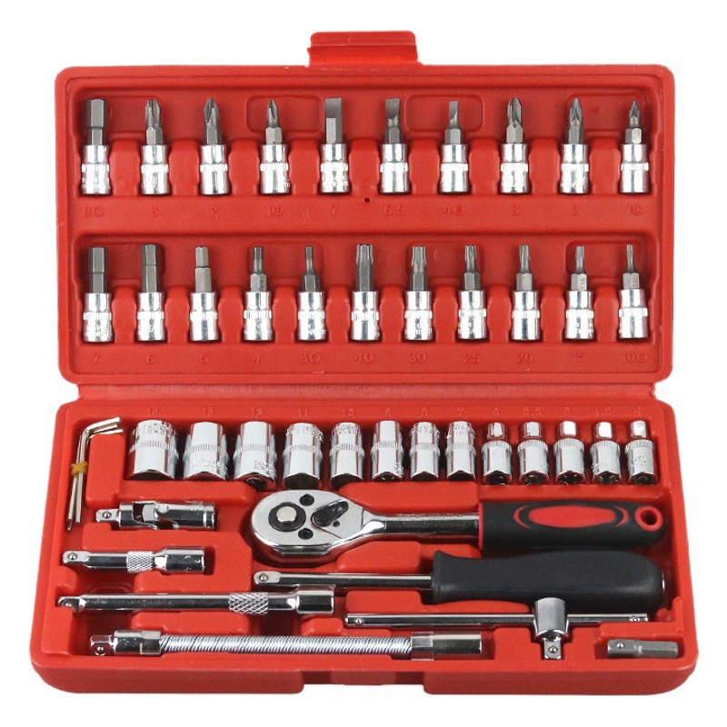 46 частей рукава быстрый храповый ключ отвертка ящик для инструментов Xiaofei комплект оборудования для ремонта автомобиля