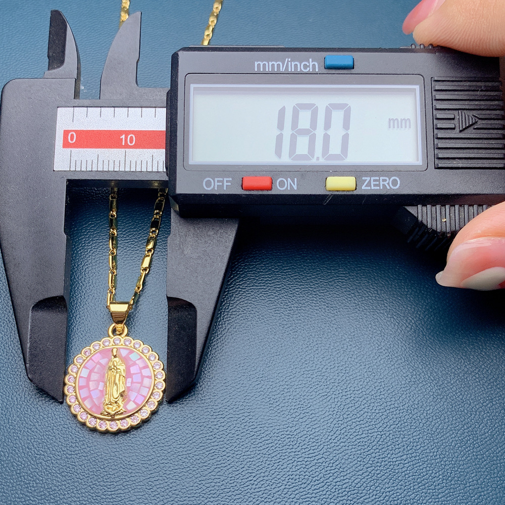 Fashion Portrait Copper Inlay Shell Zircon Pendant Necklace 1 Piece