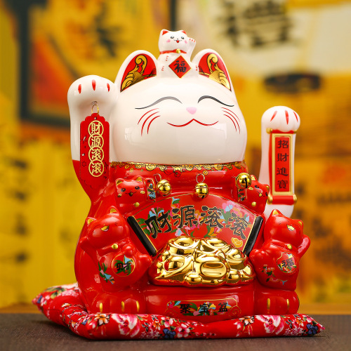 Electric waving ceramic fortune cat company shop opening cash desk decoration ornament moving house gift
