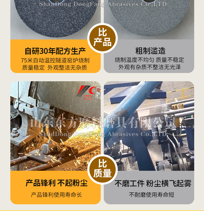 A 棕刚玉Brown aluminum oxide WA 白刚玉White aluminum oxidePA 铬刚玉 Pink aluminum oxide SA 单晶刚玉 Monocrystalline fused aluminaMA 微晶刚玉 microcrystalline fused alumina A/WA 棕白混合磨料Mixture of A and WAGC绿碳化硅 Green silicon carbide C 黑碳化硅 Black silicon carbide ZA 锆刚玉 Fused zirconia alumina直径60mm80mm100mm125mm150mm175mm180mm200mm250mm300mm350mm400mm500mm600mm750mm900mm1寸2寸3寸4寸5寸6寸7寸8寸9寸10寸12寸14寸16寸18寸20寸24寸26寸28寸 硬度JKLMNPQRST 厚度：3.2mm6.4mm10mm13mm16mm20mm25mm32mm40mm50mm65mm75mm100mm125mm150mm200mm 孔径：12.7mm16mm20mm25mm32mm31.75mm50mm75mm127mm150.4mm203mm305mm粒度：16# 24# 46# 60# 80# 100# 120# 150# 180# 220# 320# 400# 600# 800# 1000# 砂轮 磨砂轮 磨刀器砂轮 磨刀砂轮 合金砂轮 磨床砂轮抛光小打磨氧化铝平面磨床台式立式悬挂式砂轮机钨钢砂轮片定制磨边机磨刀轮研磨大大气孔磨盘青铜 沙轮 磨料磨具 vitrified grinding wheel树脂砂轮RESIN BOND螺栓紧固砂轮（代号36）磨活塞环砂轮Bolt Tightening Wheels 荒磨砂轮Sangging Grinding Wheels 磨轧辊砂轮Roller Grinding Wheels树脂筒形砂轮Resin Bounded Cylinderical Grinding Wheels 粗磨铸件铸造手机壳弹簧打磨抛光高速重负荷砂轮 带槽散热孔大气孔螺母螺丝 手机壳轴承压缩机部件离合器活塞环挡板链锯片磁钢磁铁模具管道弹簧钢轨打磨 双端面磨床砂轮 500X63X20mm18孔 600mm 750mm 冷压热压 45M/S 高速砂轮 80M/S 打磨钢轨树脂砂轮(仿形钢轨打磨砂轮）150X70/75/80X55MM-4XM8-16N5B螺丝 125X65X55铁轨轨道铁路专用 仿形打磨机 内燃打磨机 铁路道岔打磨机砂轮 铁路用砂轮 磨石材 混凝土 花岗岩 内燃道岔垂直打磨机 火车钢轨 圆管钢管内圆修磨砂轮 内圆修磨 石油管道 内圆磨不锈钢管打磨 不锈钢罐体焊缝 黄石磨钢管圆钢 钢管打磨砂轮 磨钢管 不锈钢罐体焊缝 手持直向打磨机 气动 打磨砂轮机 直臂打磨机 立式 台式 悬挂式打磨机高速防爆砂轮 悬挂式砂轮机 手推式砂轮机 立面磨平形砂轮 球磨灰 铸件 铸铁 荒磨 钢冒 铸件冒口肥边 铁钢冒 浇口 飞边毛刺 圆钢 方坯灰铁 锤头 铸造件 钢板 破碎机衬板 钢铁厂 汽车铸造件 软金属钛合金 合金钢耐热钢球