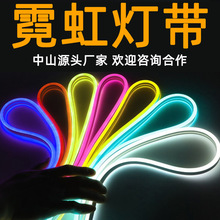 LED柔性霓虹七彩软灯带高压220V户外防水12V氛围硅胶线灯条跨境24