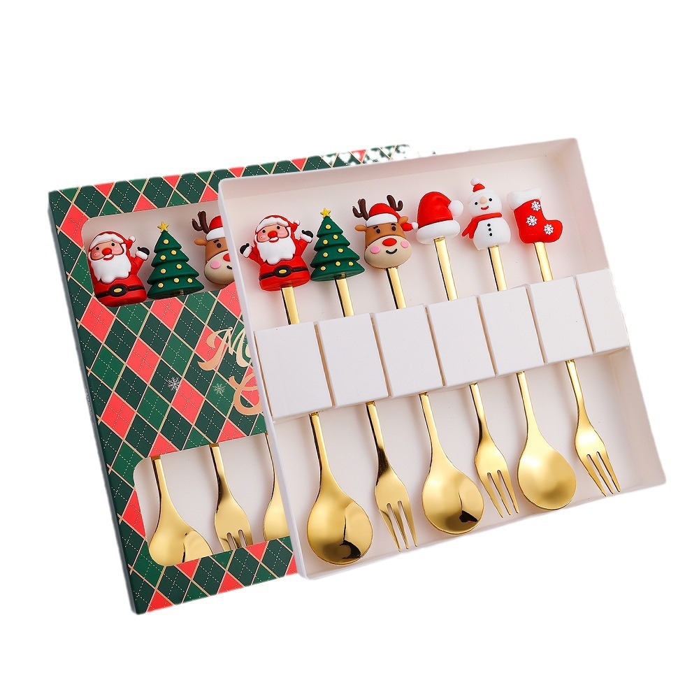 Cucharas nórdicas INS navideñas – cucharas doradas de postre o café de acero inoxidable