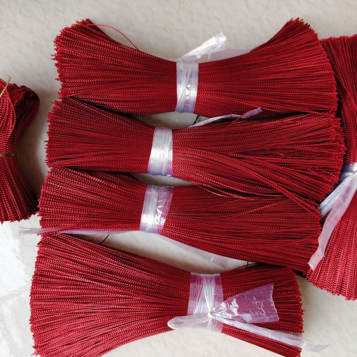 0.5mm金银镭射扁丝切片卷轴管绕纸塔深桃红金属扁丝切片包芯绳