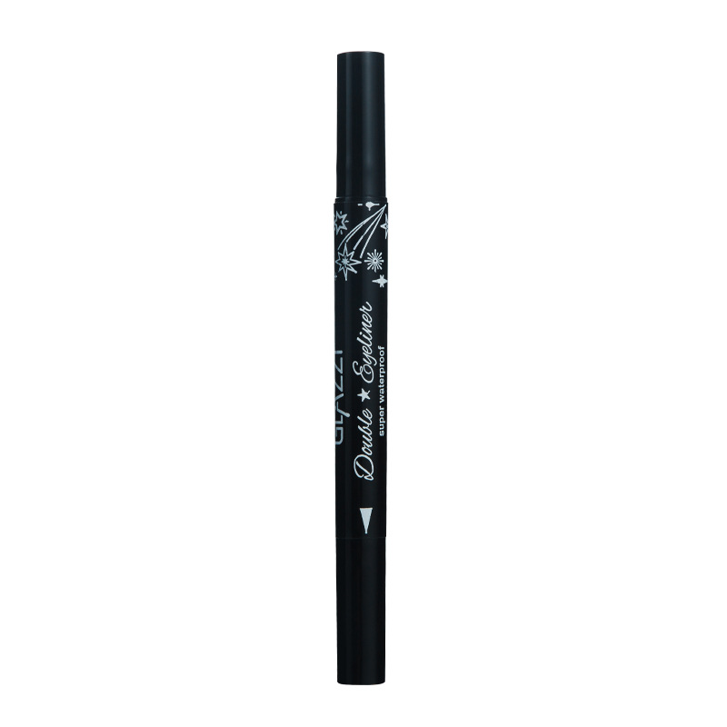 Nuevo sello de estrella de cinco puntas de doble cabeza sello Eyeliner Pen Impermeable no es fácil de smudges pluma de gusano de seda muy delgada y larga duración estudiante negro