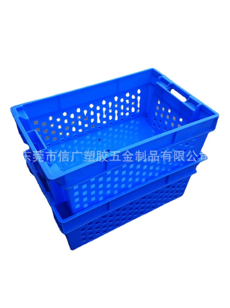 供应22#加厚可堆叠水果筐 塑料网眼错位周转箩 蔬菜运输框五金筐