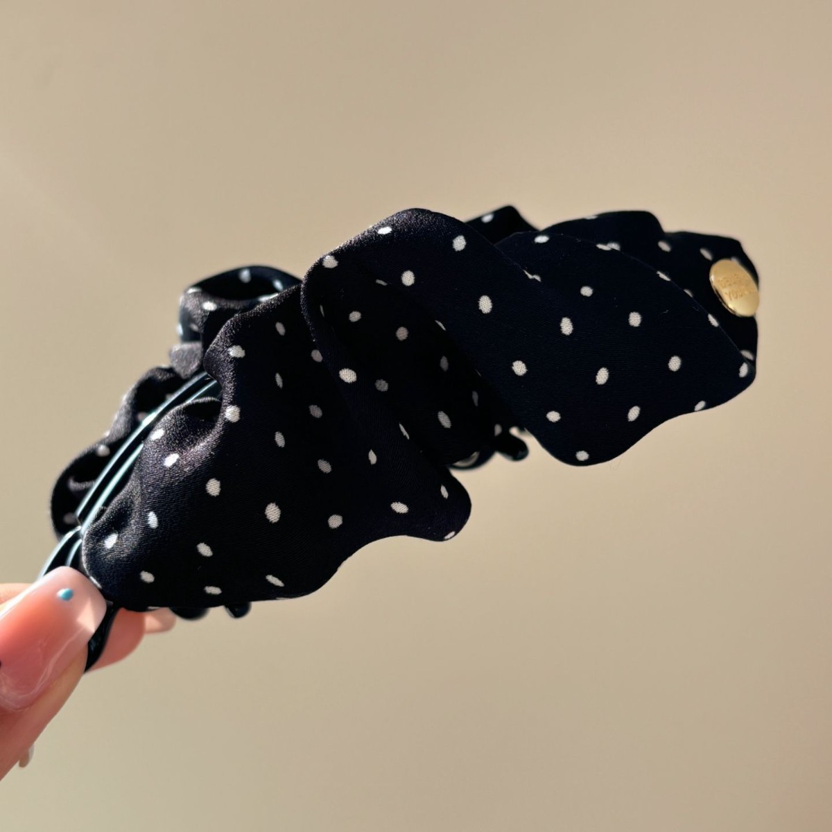 Presilhas grandes em formato de garra para cabelos grossos, presilhas tipo jacaré antiderrapantes para maquiagem, presilhas de cabelo sortidas em grande quantidade, presilhas de cabelo vintage estilo banana para mulheres, estilo francês dos anos 90 com estampa de bolinhas._voghion.com