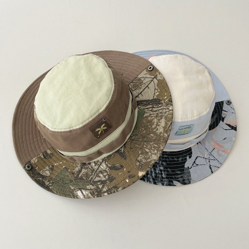 Padres-hijos retro camuflaje floral japonés sombrero de pescador sombrero de verano sombrero de sombrero solar para mostrar la cara sombrero de cuenca