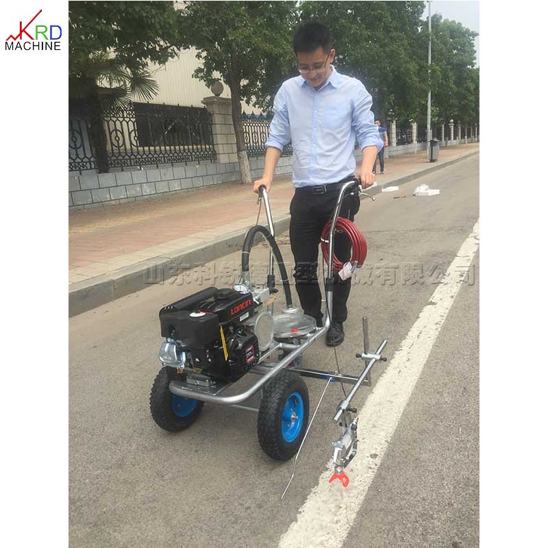 手推式双枪冷喷划线机 塑胶跑道常温标线机 小区马路冷喷式喷涂机