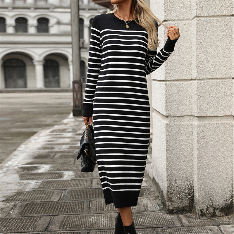 slim-striped-printed-long-dress-fashion-autumn-and-winter-long-sleeve-dresses-for-womens-clothing