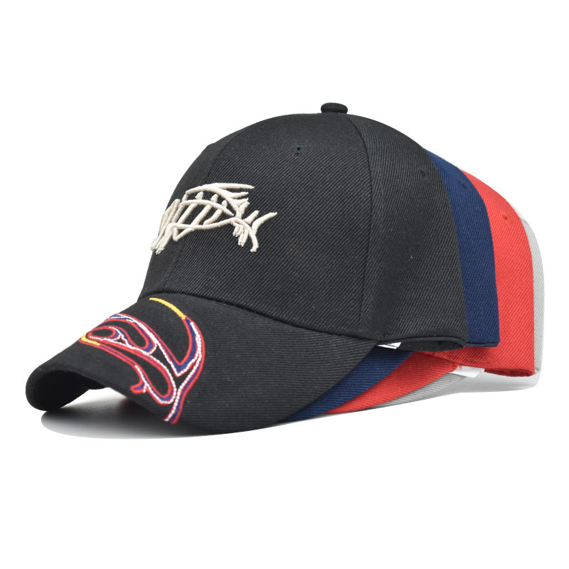 Nueva gorra de béisbol bordada tridimensional bordada en 3D para hombres y mujeres gorra de béisbol de camuflaje para peces al aire libre engrosada gorra de pico