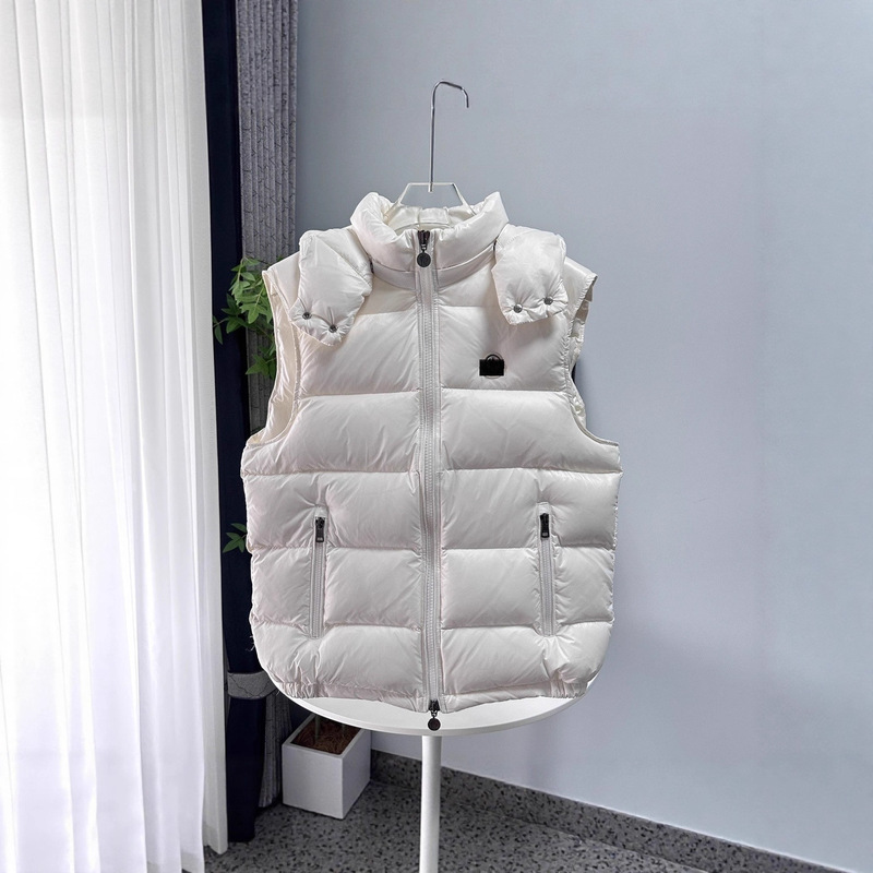Mengjia 2026 Autumn and Winter New Product Mengkou Bormes Lacquered Pudding Quilted Hooded down Jacket Hooded Vest