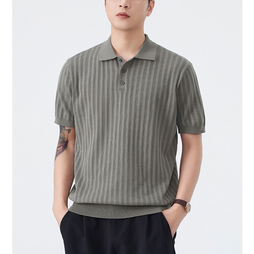 POLO shirt, knitted shirt, short-sleeved, men's lapel, anti-stripe, old money style, business T-shirt, summer cross-border factory wholesale