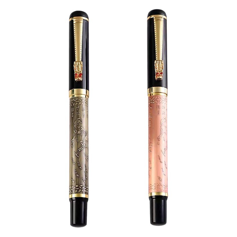Manufacturer Wholesale Metal Embossed Signature Pen Chinese Style Eight Horses Design Ballpoint Pen Business Office Gift Ballpoint Pen with Logo Printing