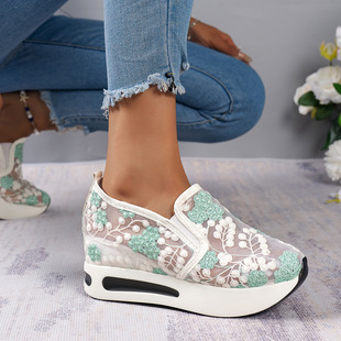 N 90114 Lace Mesh Slip-On High Heels �ٽz�W����Ь �W���羳��