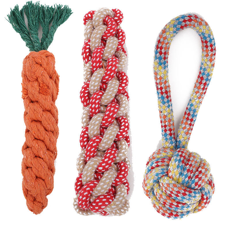 Pet Dog Toys and Supplies Frisbee Pet Ball Puppy Toy Bite-Resistant Rope Knot Self-Pleasure Carrot Teething Toy