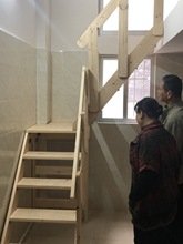 阁楼楼梯复式loft平台时尚简易转角旋转LU型登高实木室内梯子
