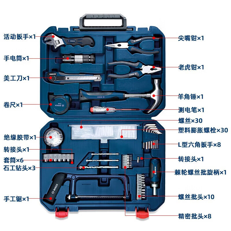 보쉬 BOSCH 도구 상자 108 다기능 손 도구 세트 가정용 세트