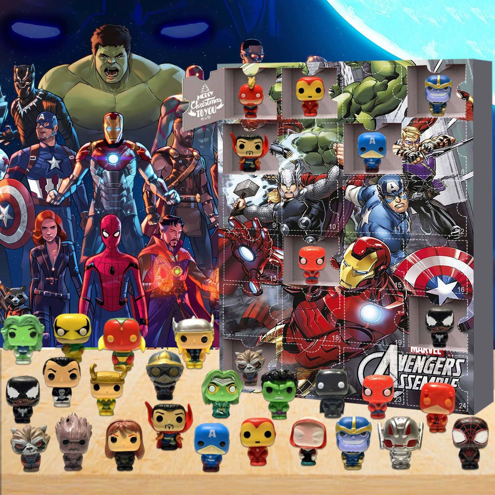 Рождественский календарь обратного отсчёта Amazon Marvel, коробка, рождественский адвент-календарь, 24 подарка