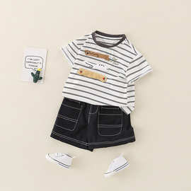 2025夏季新款儿童短袖T恤a类棉小童韩版夏装男宝宝衣服男童两件套