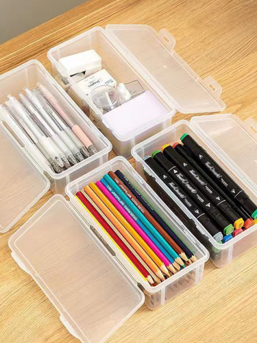 Pencil case transparent minimalist stackable large capacity student stationery box multi-functional sketch art brush storage box