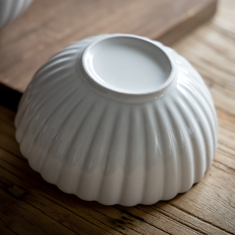 Japonés creativo en relieve de encaje tazón de platos de cerámica tazón de fideos tazón de cubiertos caseros tazón de ensalada de frutas comercio exterior al por mayor