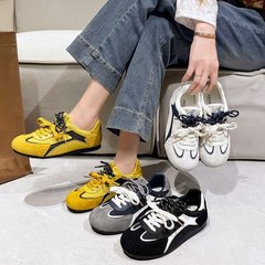 平底休闲鞋女2025秋季新款防滑透气网面阿甘鞋系带户外女ins单鞋