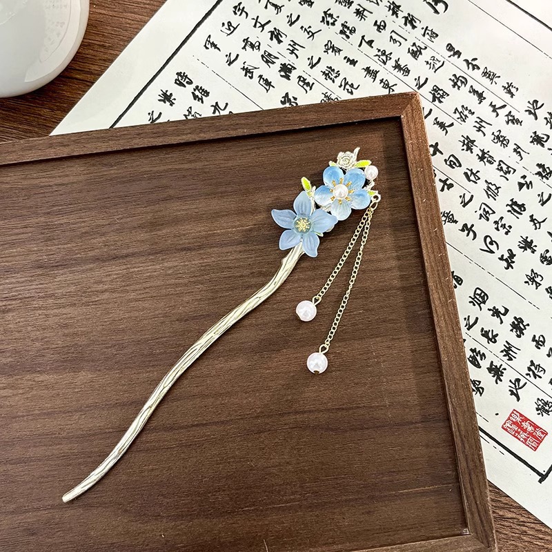 Flores chinas retrógradas flange paso agitando pinzas de cabello de mujer elegante ropa de estilo chino pinzas de cabello de cabello de cabeza trasera pinzas de cabello