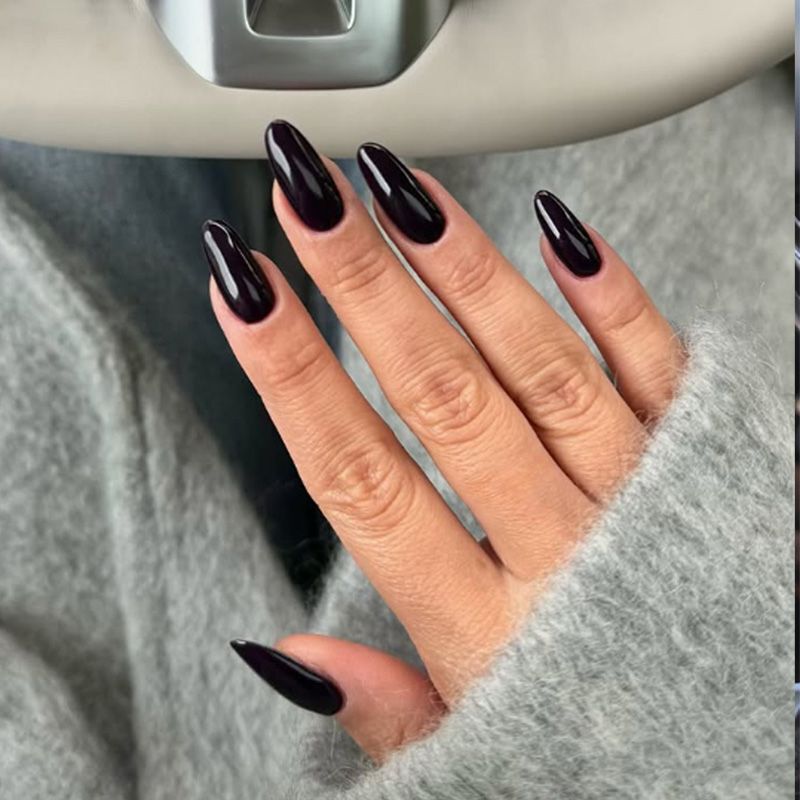 European and American Cross-Border Black Almond Nails Pure Color Pointed Nail Patches Manicure Fake Nails Finished Wearable Nails Wholesale Nails European and American Cross-Border Black Almond Nails Pure Color Pointed Nail Patches Manicure Fake Nails Finished Wearable Nails Wholesale Nails