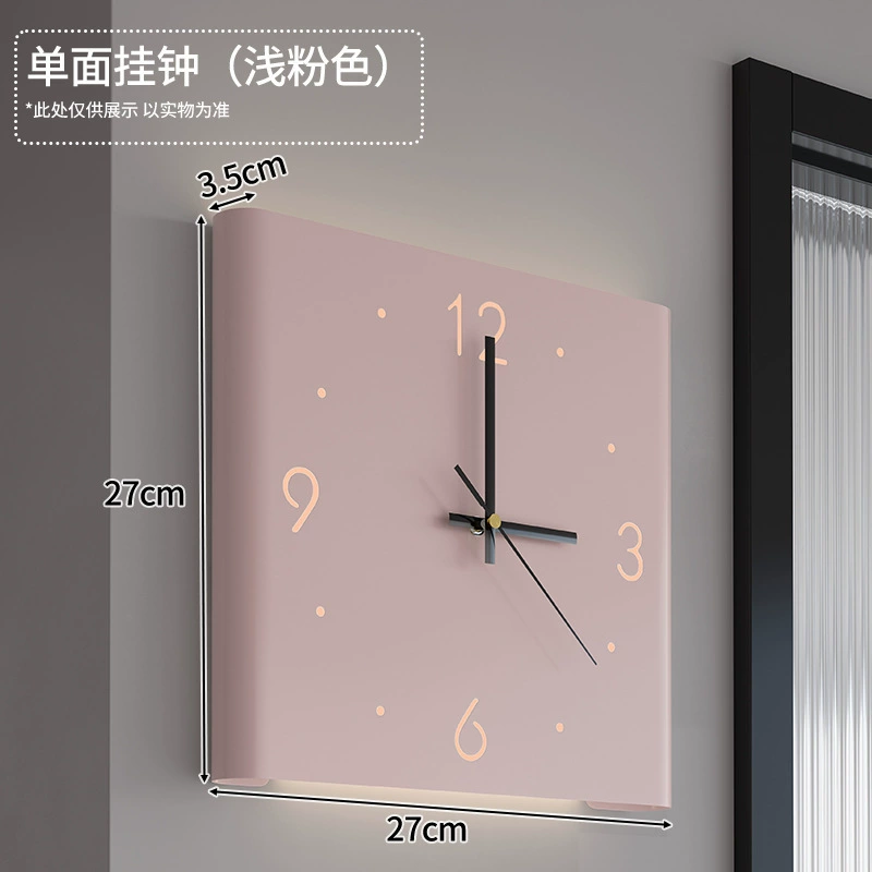 Double-Sided Corner Wall Clock, Creative Crooked Design, Iron, Optional LED Lamp