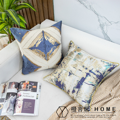 UMC7 light luxury simple geometric ins pillow American European style model room designer soft decoration orange waist pillow cushion