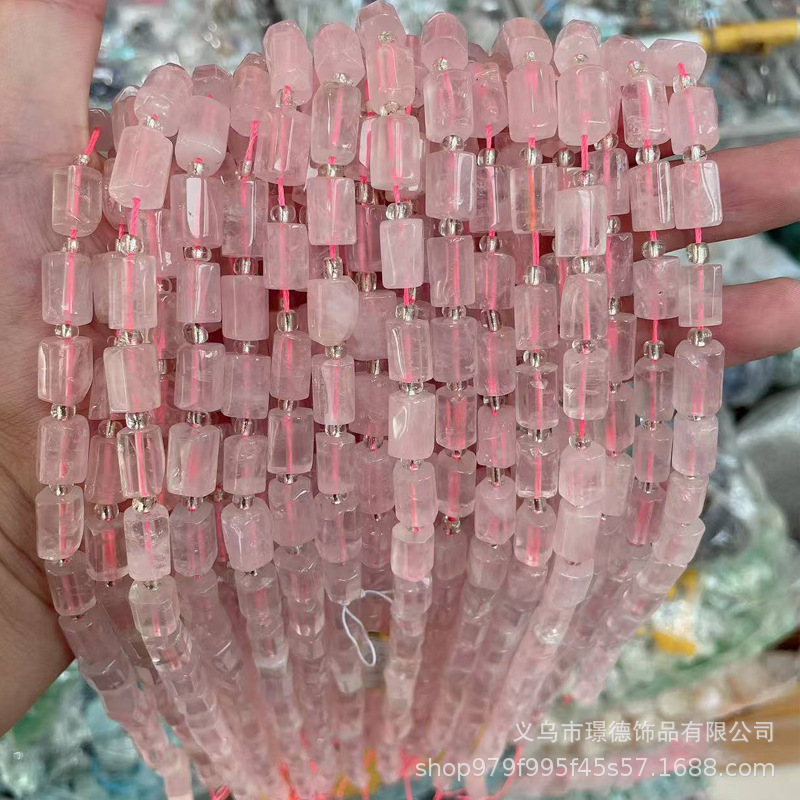 璟德珠宝 2mm粉水晶切面散珠圆珠diy饰品天然石串珠方糖珠算盘珠|undefined