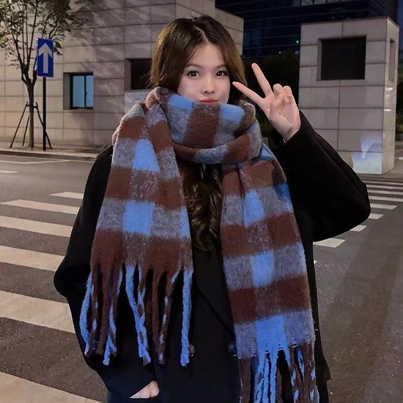 Maillard i mitation cashmere plaid per donna, versatile in inverno, sciarpa coreana di alta qualità, spessa e calda_voghion.com